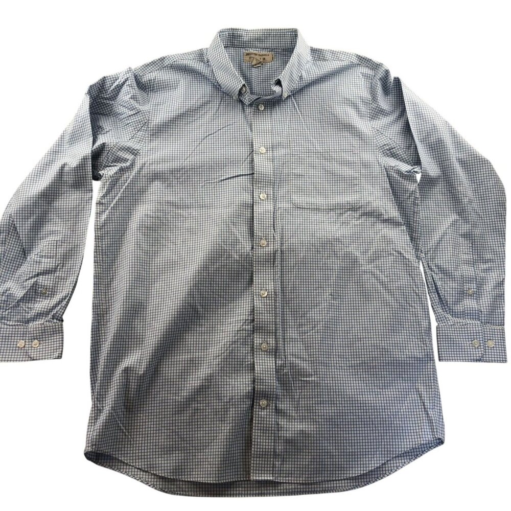 Duluth Trading Co. Men Shirt XLT Blue Check Wrinkle Fighter Trim Fit Button-Down